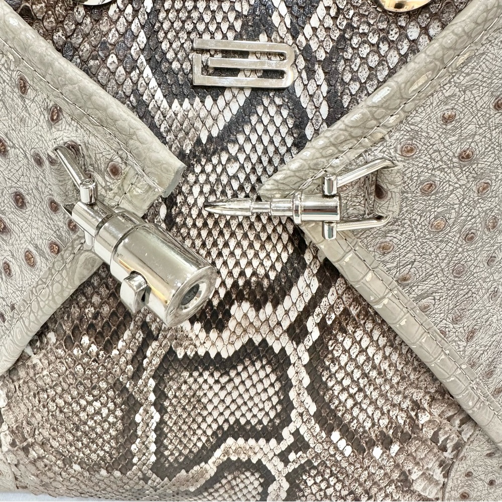 BSWANKY Sophie Python Convertible Backpack/Purse Gray w/silver accents_Like New - Picture 8 of 13